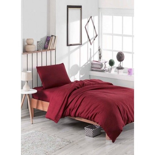 Tek Kişilik Lastiksiz Nevresim Takımı 160x220 - Bordo